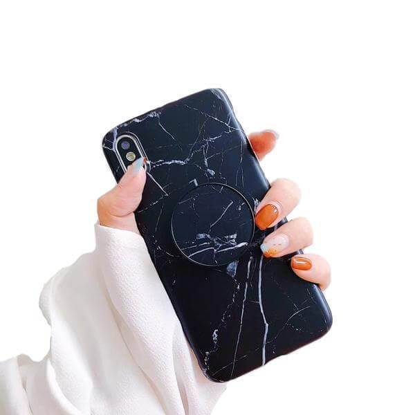 Black Marble iPhone Case Phone Case Ring Holder Grip