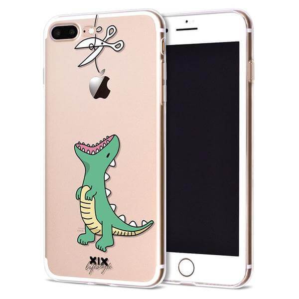 Dinosaur eating and apple on an iPhone case dinosaur phone case