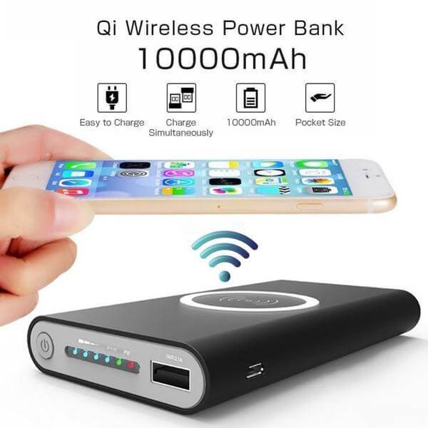 Portable Wireless Power Bank Grey Pink Black Travel Charger for Mobile Phone
