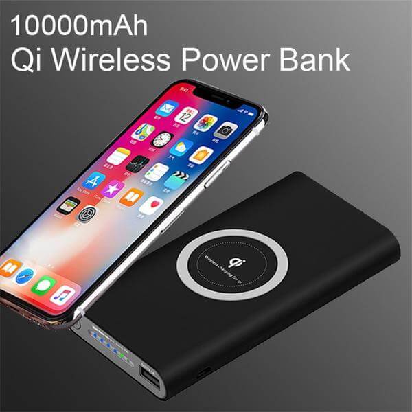 Portable Wireless Power Bank Grey Pink Black Travel Charger for Mobile Phone