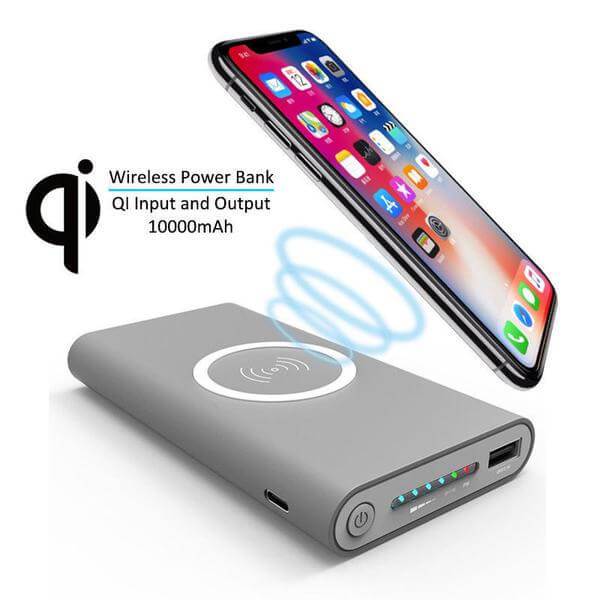 Portable Wireless Power Bank Grey Pink Black Travel Charger for Mobile Phone