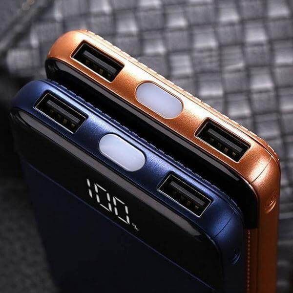 Portable power bank with display battery pack charger blue black travel