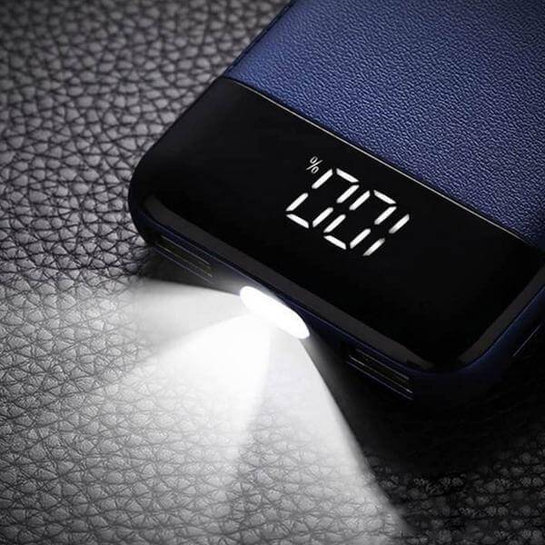 Portable power bank with display battery pack charger blue black travel