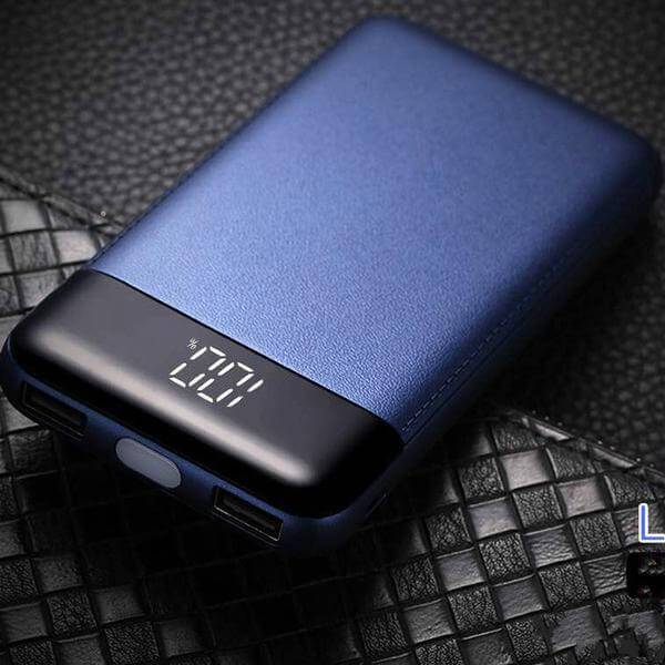 Portable power bank with display battery pack charger blue black travel