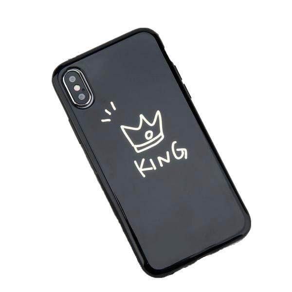 King & Queen iPhone Cases Cute Mobile Phone Case Pink Black Couple