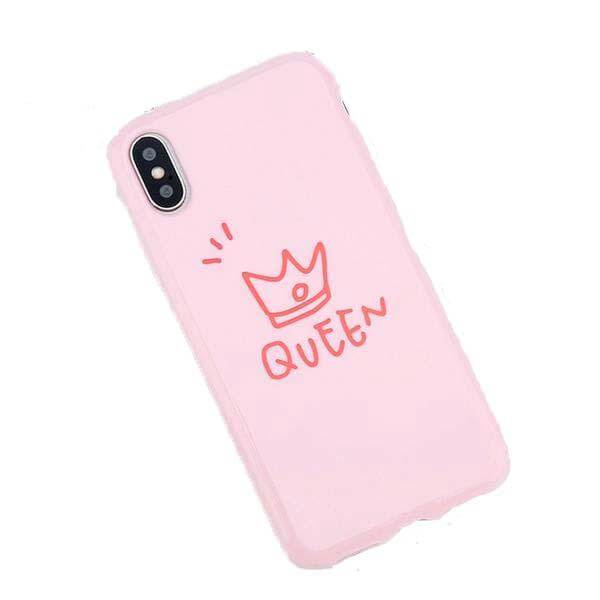 King & Queen iPhone Cases Cute Mobile Phone Case Pink Black Couple