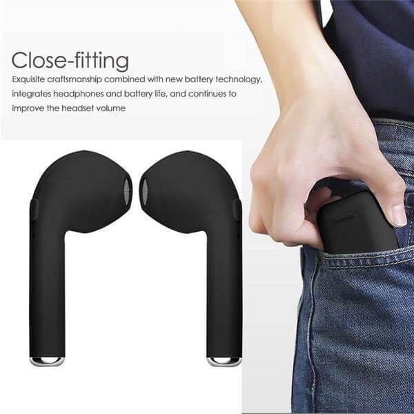 Black CustomPods Airpods Earpods Wireless Bluetooth Earphones 