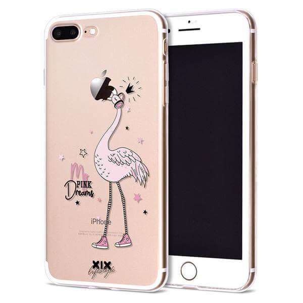 Flamingo iPhone Case Transparent Cartoon Pink Mobile Phone Case