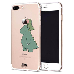 Mum & Baby Dino iPhone Case Transparent Cute Cartoon Mobil Phone Case