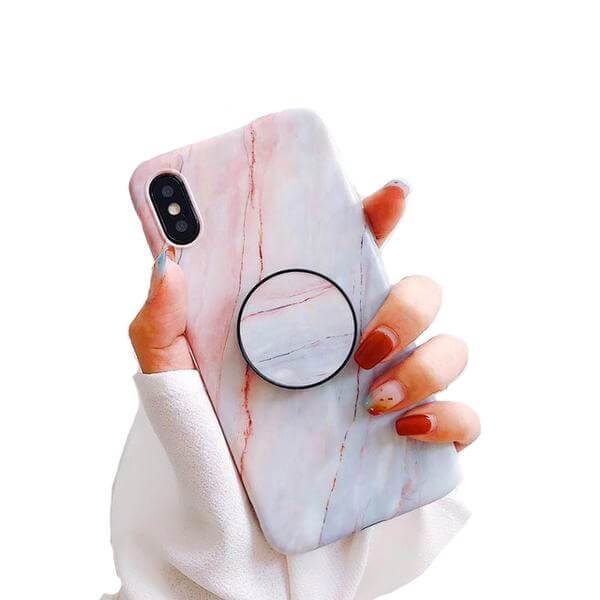 Pastel Marble iPhone Holder Case Grip Luxury Ring Protective Mobile Phone Case